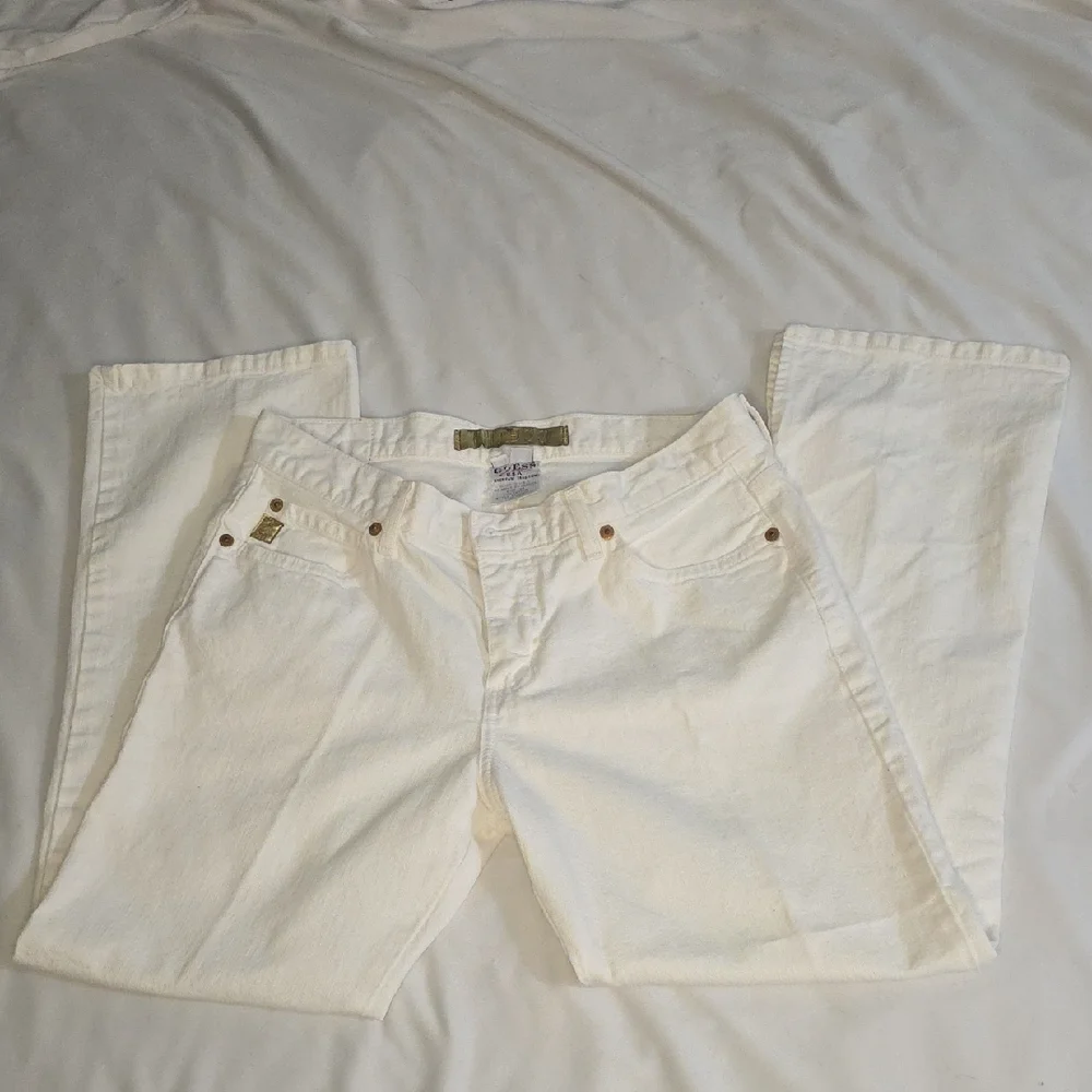 Vintage Guess Women's White  Straight Leg Jeans